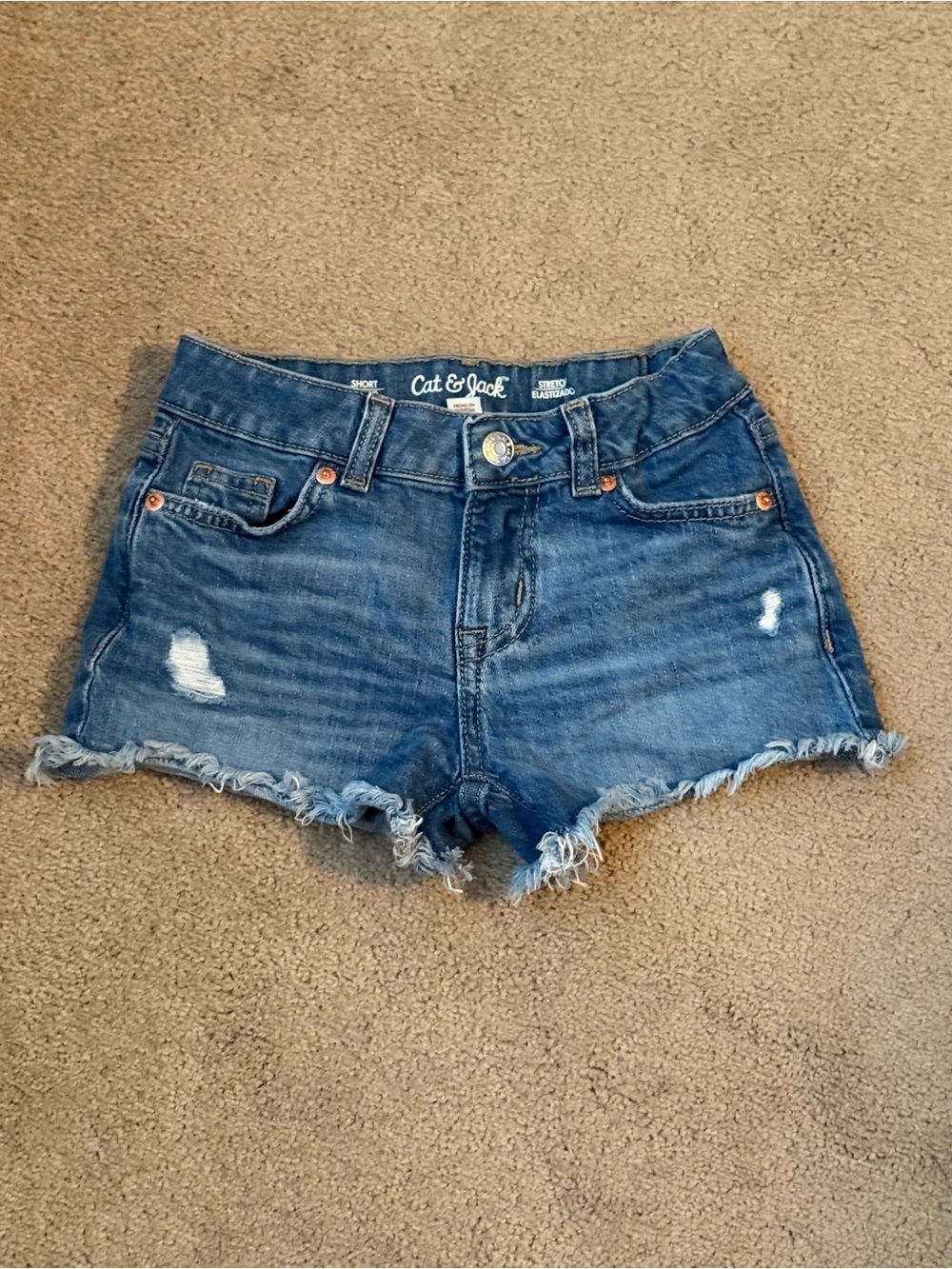 Cat & Jack Girls’ Distressed Stretch Denim Cutoff Shorts Size 6/7